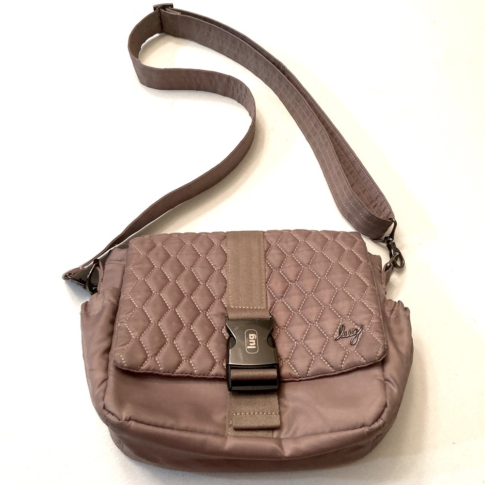 Lug Harness Crossbody Quilted Bag Purse 9"H x 11"W Tan Beige